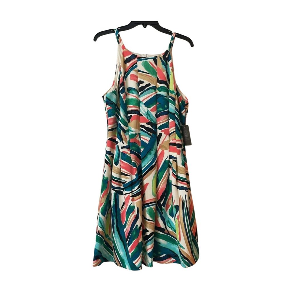Vince Camuto Abstract Print Sleeveless Midi Dress